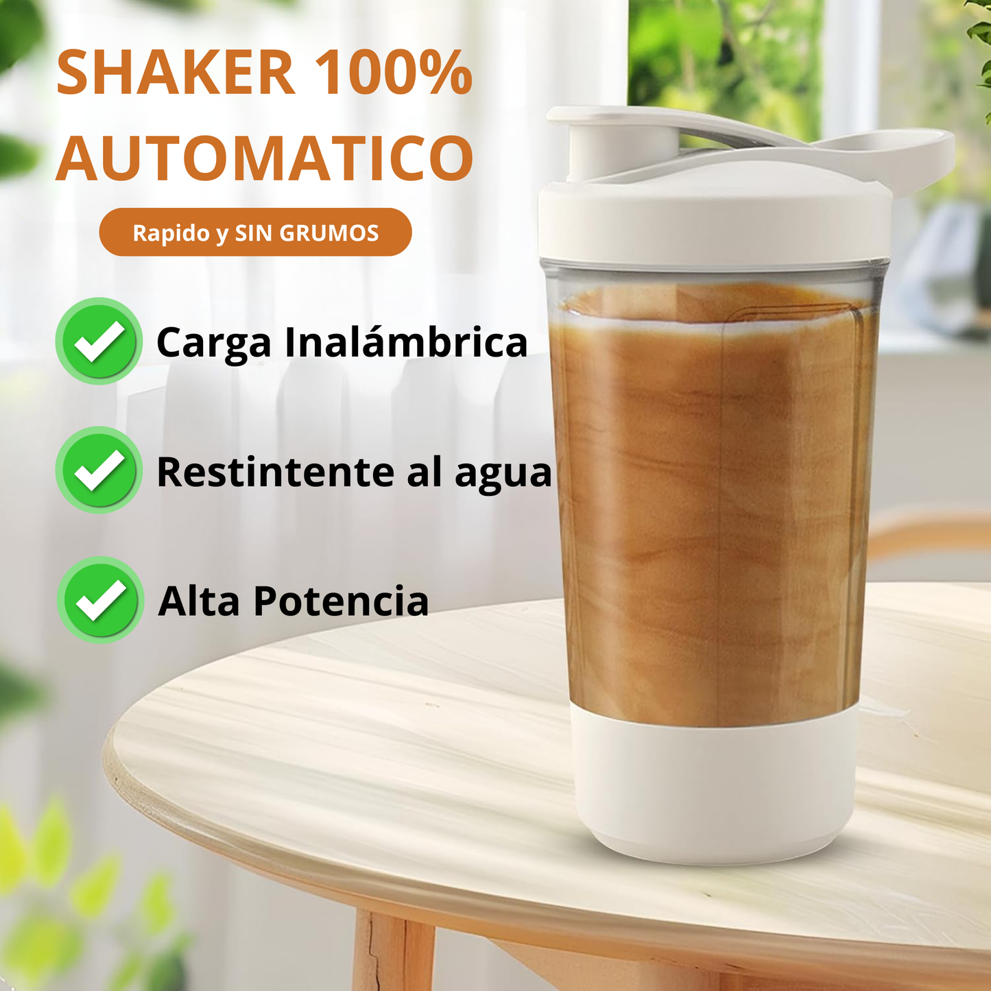 Shaker Portátil con carga inalámbrica